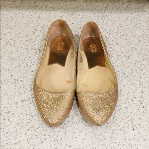 Gold Glitter Flats with Pointed Toe